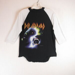 Handtex Vtg 1987 Def Leppard Hysteria Raglan Concert Tee Size M